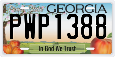 GA license plate PWP1388