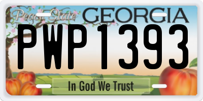 GA license plate PWP1393