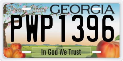 GA license plate PWP1396