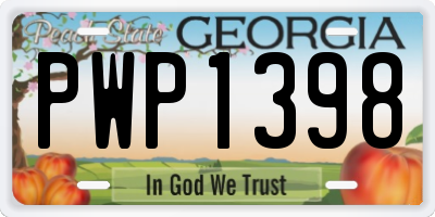 GA license plate PWP1398