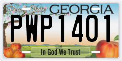GA license plate PWP1401