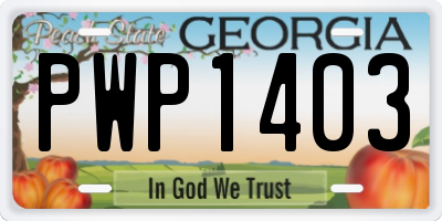 GA license plate PWP1403