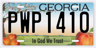 GA license plate PWP1410
