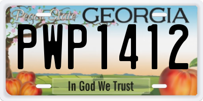 GA license plate PWP1412