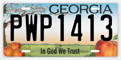 GA license plate PWP1413