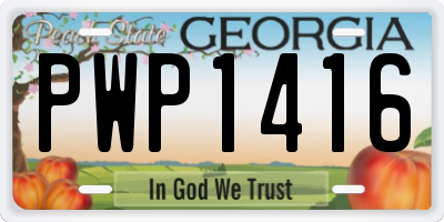 GA license plate PWP1416
