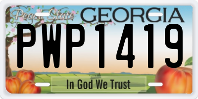 GA license plate PWP1419