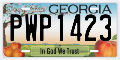 GA license plate PWP1423