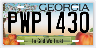 GA license plate PWP1430
