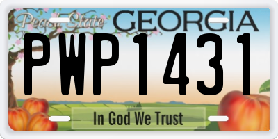 GA license plate PWP1431