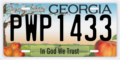 GA license plate PWP1433