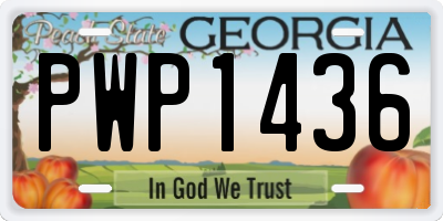 GA license plate PWP1436