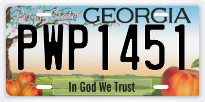 GA license plate PWP1451