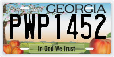 GA license plate PWP1452