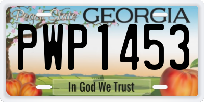 GA license plate PWP1453