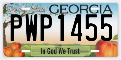 GA license plate PWP1455