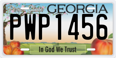 GA license plate PWP1456