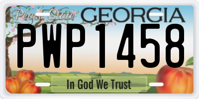 GA license plate PWP1458