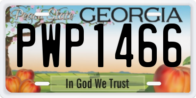 GA license plate PWP1466