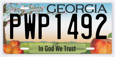 GA license plate PWP1492