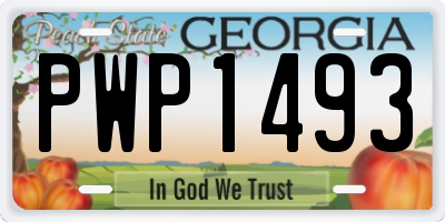 GA license plate PWP1493