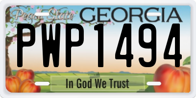 GA license plate PWP1494