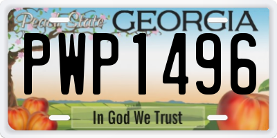 GA license plate PWP1496