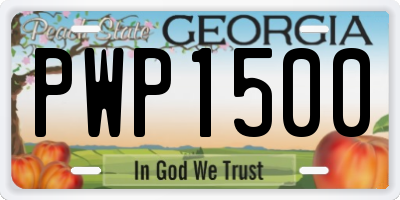 GA license plate PWP1500