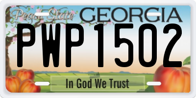 GA license plate PWP1502