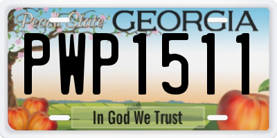GA license plate PWP1511