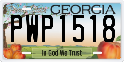 GA license plate PWP1518