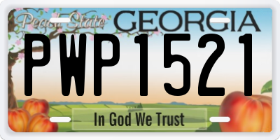 GA license plate PWP1521