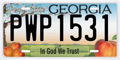 GA license plate PWP1531