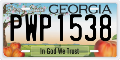 GA license plate PWP1538