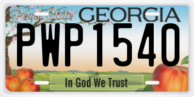 GA license plate PWP1540