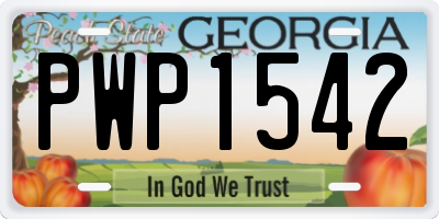 GA license plate PWP1542