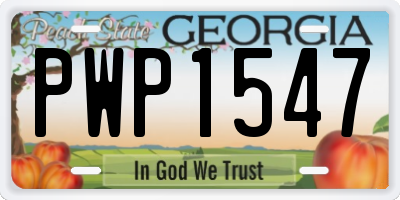 GA license plate PWP1547