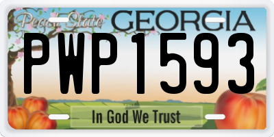 GA license plate PWP1593