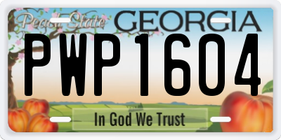 GA license plate PWP1604