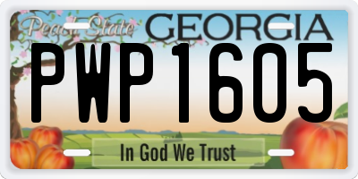 GA license plate PWP1605
