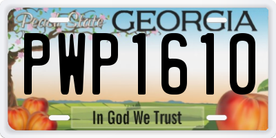 GA license plate PWP1610