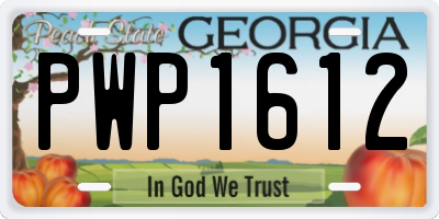 GA license plate PWP1612