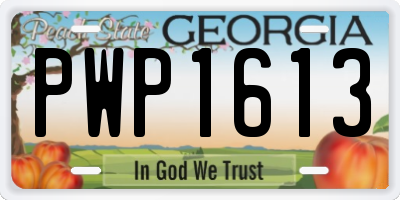 GA license plate PWP1613