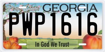 GA license plate PWP1616