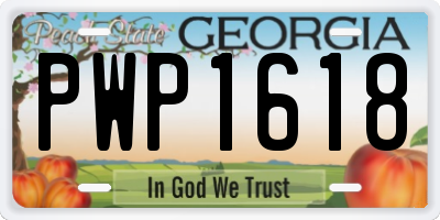 GA license plate PWP1618