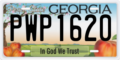 GA license plate PWP1620