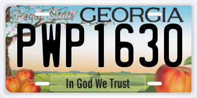 GA license plate PWP1630