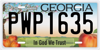 GA license plate PWP1635