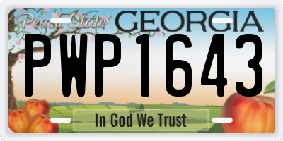 GA license plate PWP1643