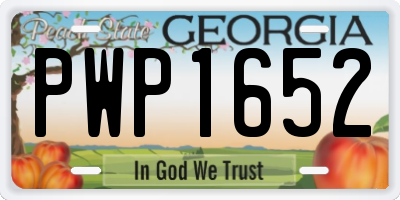 GA license plate PWP1652